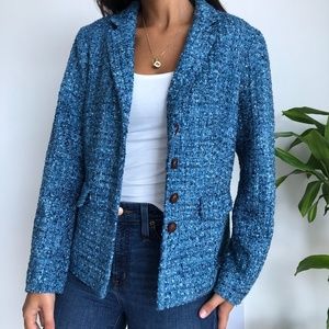 J. McLaughlin blue tweed blazer jacket  10